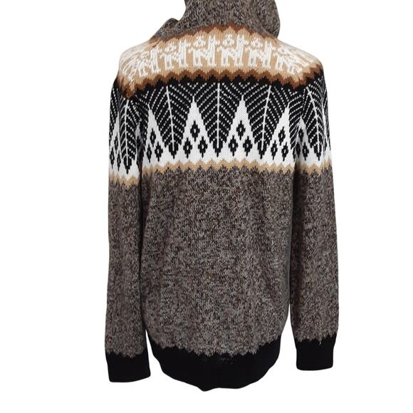 Vintage Peruvian Alpaca Sweater Hooded Pullover Aztec Black Nordic Fair Isle - Picture 5 of 10